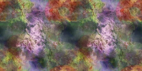 Multicolour space dyed marble seamless border art Endless edging texture background. Vivid mottled marl effect ombre home decor design. For tie dye and surface fashion ribbon trim.