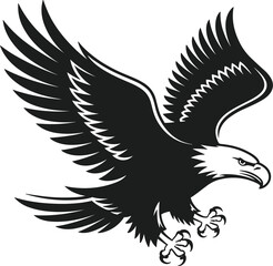 Flying Bald Eagle Silhouette Vector – American Freedom and Independence Day Symbol