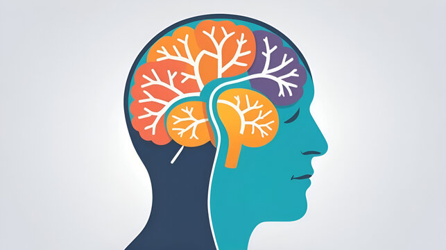 alzheimer disease, brain problem neurology function, decrease in mental human ability color block style icon