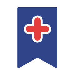 Fototapeta premium Simple medical cross symbol on flag, representing healthcare and assistance