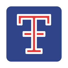 Fototapeta premium Abstract T and F Monogram Emblem on a Saturated Blue Rounded Square