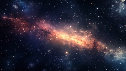 Fototapeta premium Stunning cosmic nebula with vibrant orange and blue hues sky red pink dark space stars night light