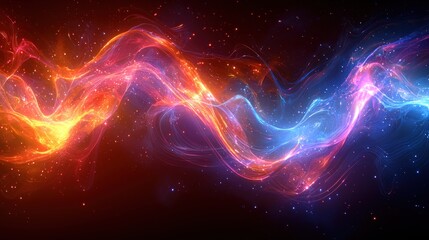 Fototapeta premium Abstract Cosmic Nebula: A Symphony of Red and Blue Energy