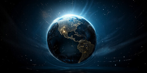 Global health initiatives for health equity and access earth digital art cosmic environment wide angle unity