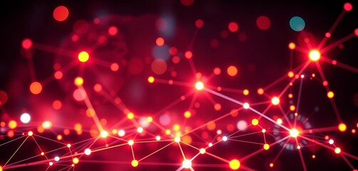 Abstract network nodes glowing brightly, illustrating global connectivity and AI integration, internet of things,  smart