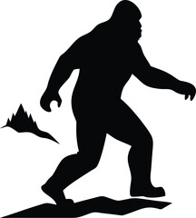 Epic Bigfoot Silhouette Vector Collection Featuring Forest, Mountain, and Mythical Cryptid Scenes in Minimalist Black Style