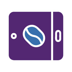 Simplified coffee bean icon within a minimalist digital interface design