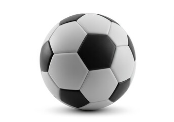 A classic black and white soccer ball isolated on a white background in a studio shot image setting
