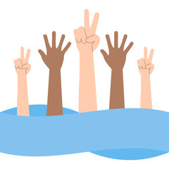 Obraz premium Hands Raised Stop Racism