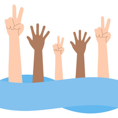 Obraz premium Hands Raised Stop Racism