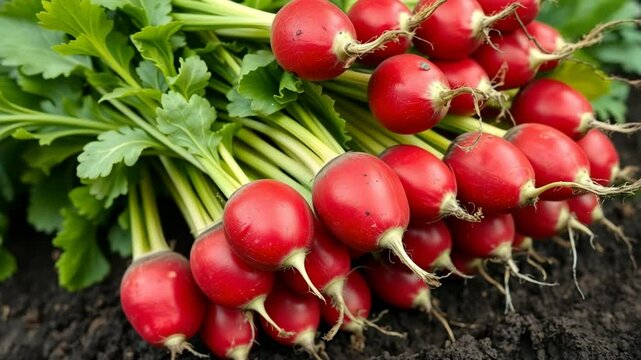 a bunch of radishes sitting on top of a pile of dirt