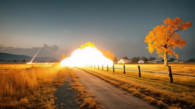 A meteorite that fell from the sky formed a ball and exploded.