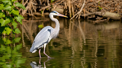 Fototapeta premium preening heron