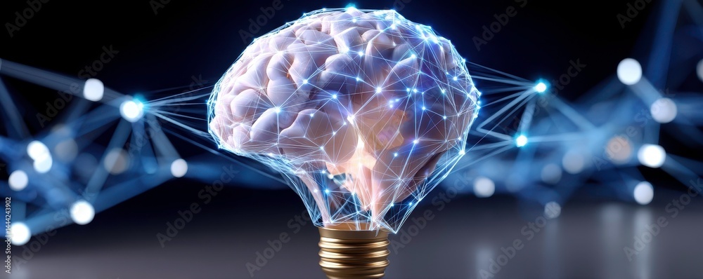Sticker artificial intelligence brain power: innovation and neural network concept