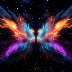 Cosmic Butterfly Nebula Space Art with Vibrant Colors