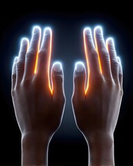 Glowing Hands Indicating Stress Levels in Medical Context