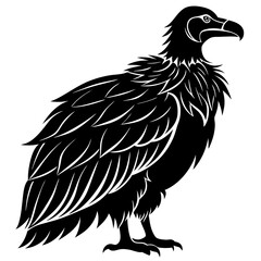 Obraz premium Silhouette of a vulture side profile, a black bird scavenger with detailed feathers