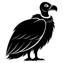 Fototapeta premium Silhouette of a vulture side profile, a black bird scavenger with detailed feathers
