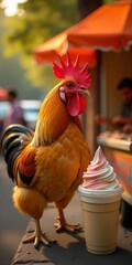 Rooster with a Swirl: The Ice Cream Encounter