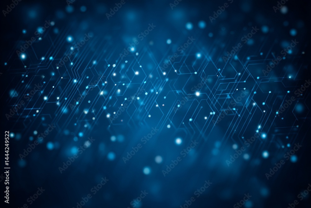 Wall mural a blue background with many small dots and lines. digital background concept.