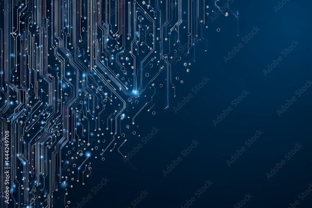 Sticker a blue background with a lot of lines and dots. digital background concept.