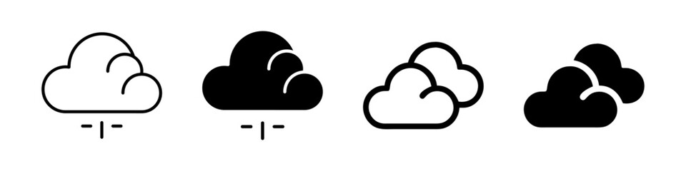 A modern vector icon set featuring cloud symbols, suitable for weather and digital storage designs.
