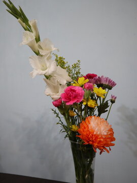 Colorful Flower Arrangement in a Vase