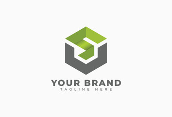 Hexagon Cube Box Logo Design Element