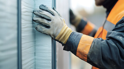 Worker Installing Insulated Panels