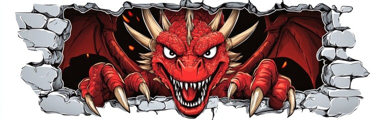 Dragon Emerging from a Ripped-Open Wall