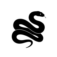 Fototapeta premium Snake coiled icon silhouette in black