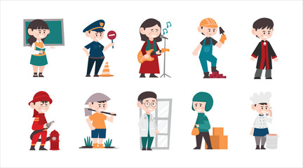 Naklejka premium Cartoon Characters Professions, Various Character Profession. Character Occupation