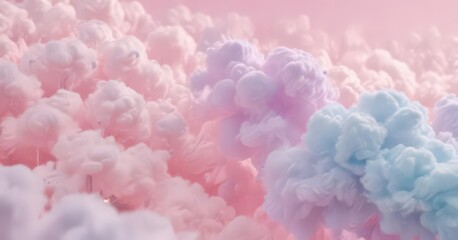 Obraz premium Blurred pastel hues, resembling fluffy candy floss, wallpaper, light