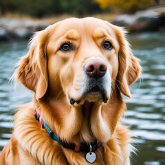 Photo of a beauty Golden retriever dog
