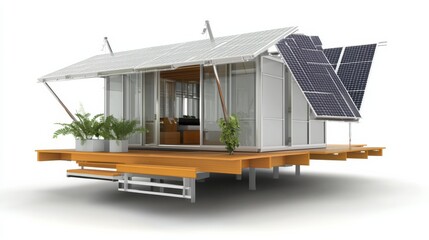 Modern Eco-Friendly House Design with Solar Panels and Open Deck for Sustainable Living