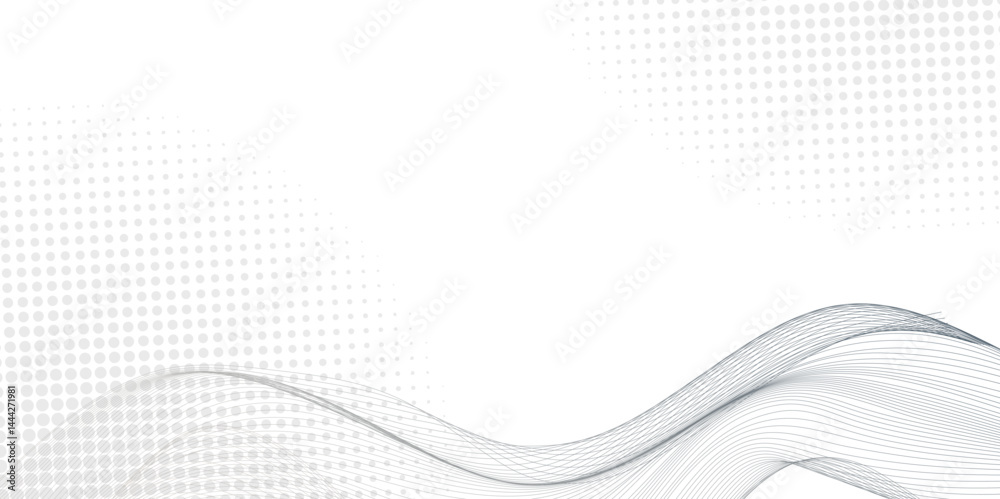Aufkleber Light soft grey wave on White Background with dot  Creative line art. Design elements created using Blend Tool. Smooth wave abstract vector background layout design template for cover, postar, banner.