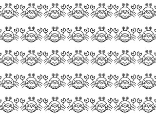 Set of funny cartoon crab. Hand drawn animal background
