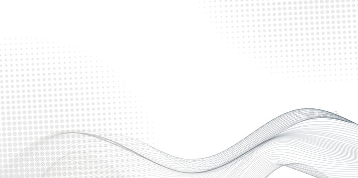 Light soft grey wave on White Background with dot  Creative line art. Design elements created using Blend Tool. Smooth wave abstract vector background layout design template for cover, postar, banner.