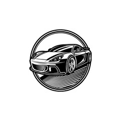 Modern Sports Car Logo in Monochrome Style