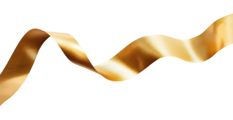 Gold waving ribbon isolated on transparent background
