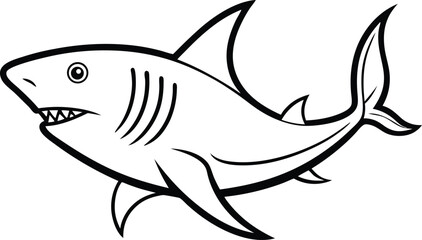 shark fish outline vector illustration  on white background