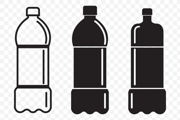 Bottle icon set illustration. bottle sign and symbol Plastic bottle black icon set. Vector flat style sign illustration on Transparent Background. EPS 10.