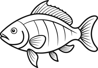 tilapia fish outline vector on white background