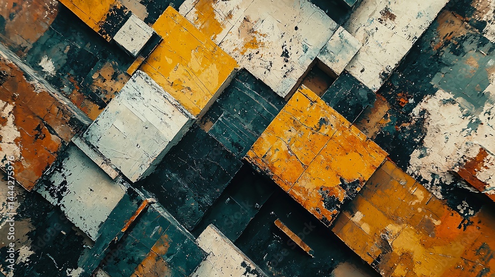 Poster wall adorned with a vibrant bunch of oranges creating an abstract visual of color and texture with d