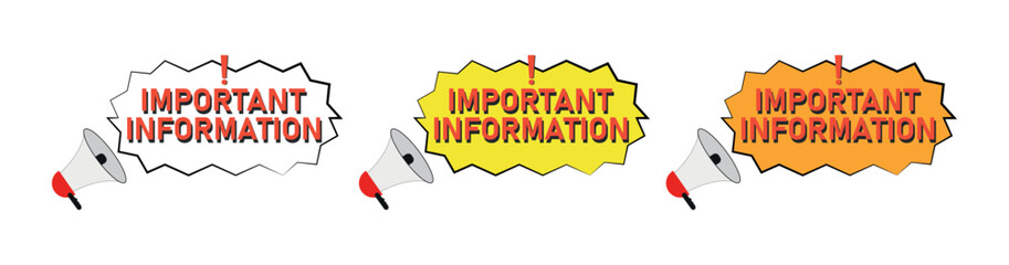 Important Information Alert Vector with Megaphone and Exclamation Mark in Comic Style Speech Bubble Design for Notices, Announcements, Warnings, and Promotions