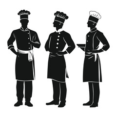 Set of chefs with crossed arms and confident posture