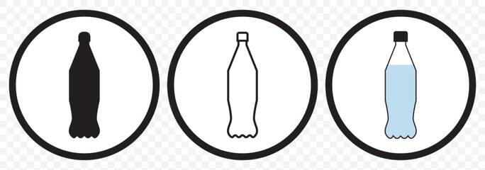 Bottle icon Thin line art isolated Water bottle with liquid drop icon on Transparent Background. EPS 10.