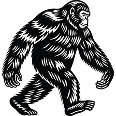 Epic Bigfoot Silhouette Vector Collection Featuring Forest, Mountain, and Mythical Cryptid Scenes in Minimalist Black Style