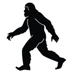 Epic Bigfoot Silhouette Vector Collection Featuring Forest, Mountain, and Mythical Cryptid Scenes in Minimalist Black Style