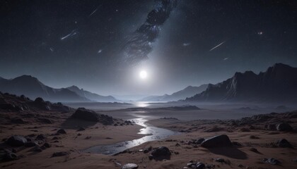 Vast, star-dusted expanse; midnight's celestial tapestry ,  nocturnal sky,  celestial event,  bright stars